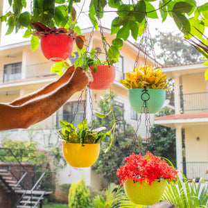 Euro Plastic Balcony Hanging Pots | Set of 5