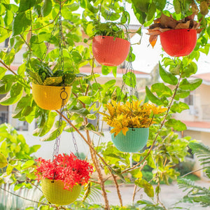 Euro Plastic Balcony Hanging Pots | Set of 5