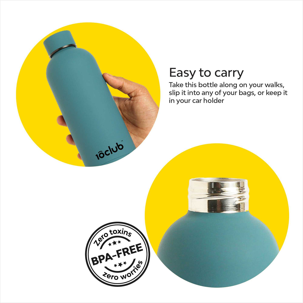 Blue metal bottle with insulation