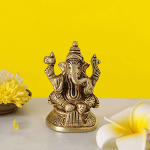 Kshipra Ganapati Brass Idol | Pure Brass | Antique Finish