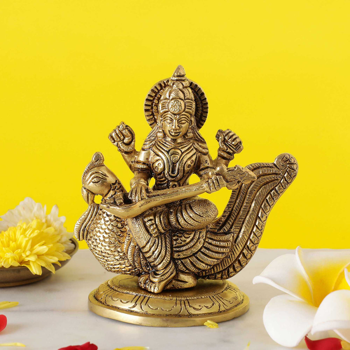 Goddess Saraswati gold idol