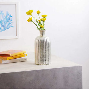 Fluted Glass Vase With Metallic Finish