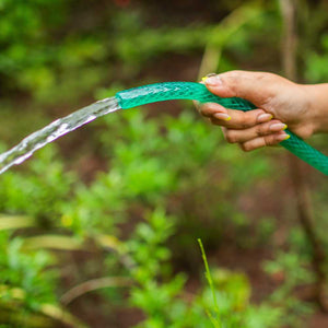 Green plastic garden hosepipe