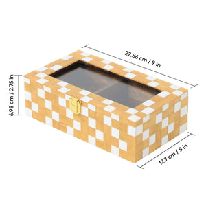 Checkered Pattern Decorative Storage Box with Lock