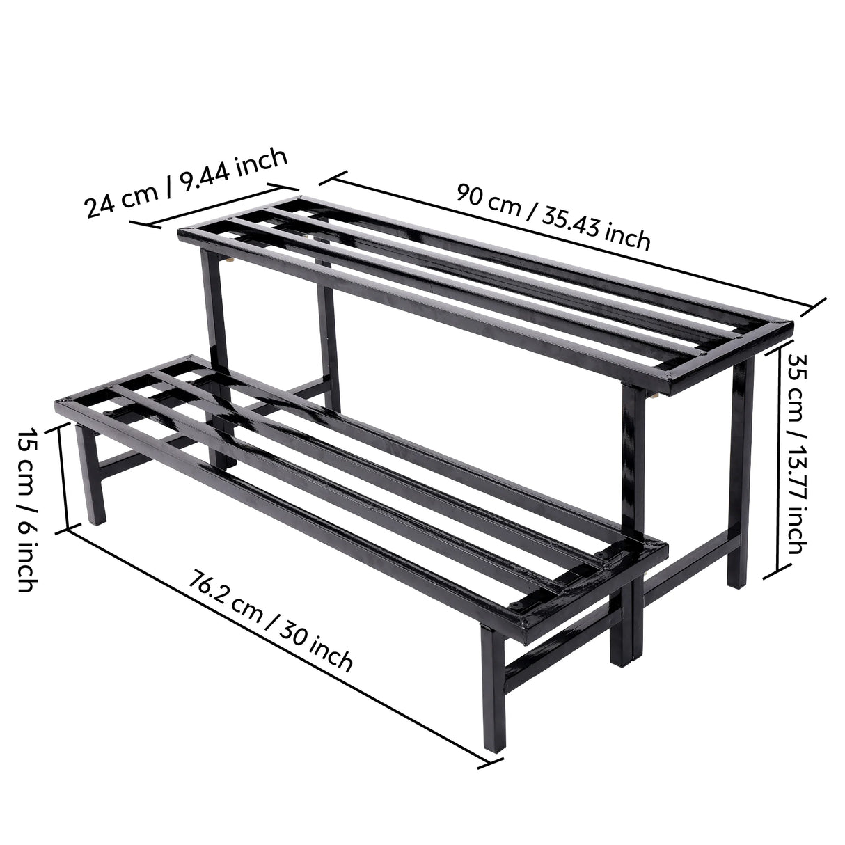 2-Tier Heavy Duty Metal Tube Plant Stand