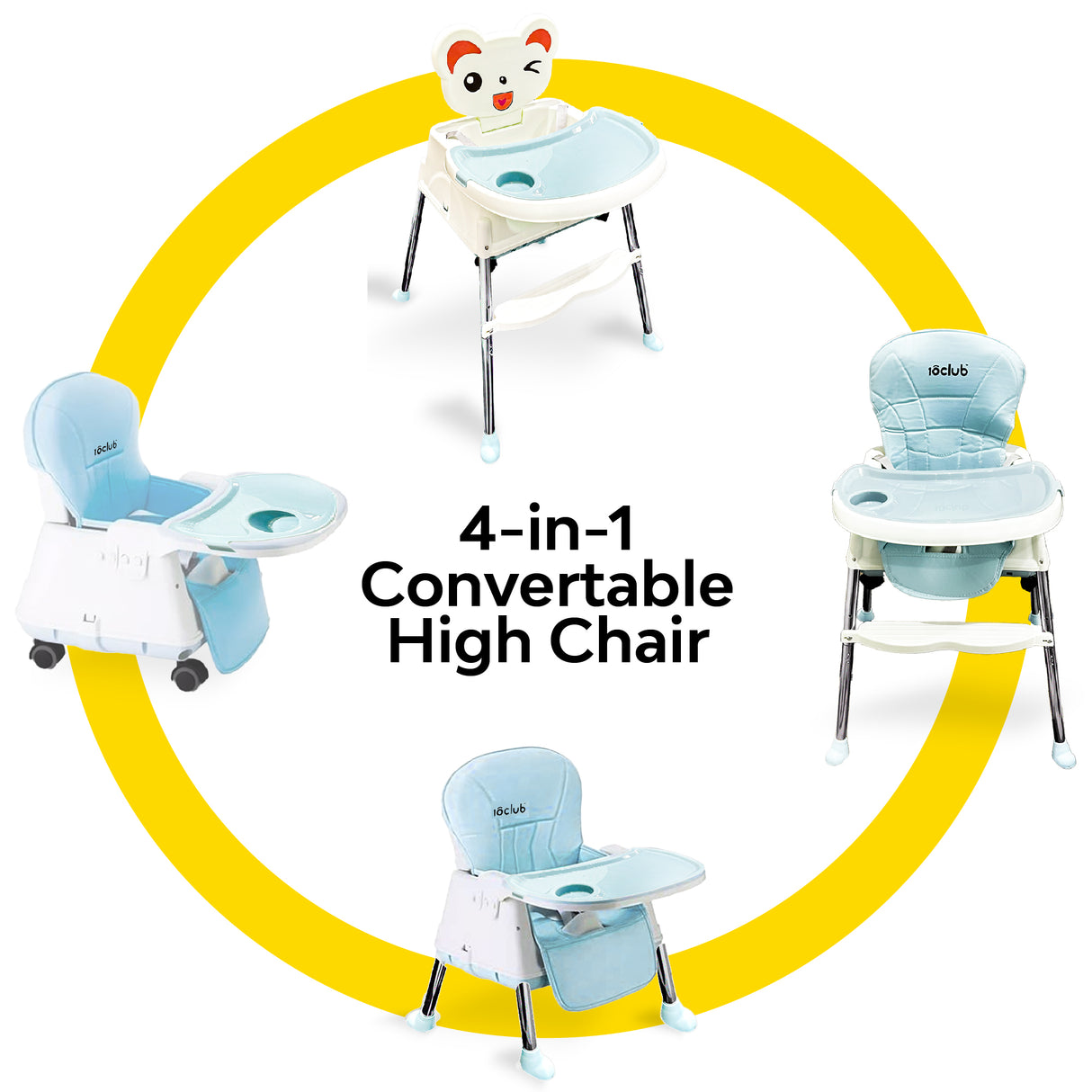 4 1n 1 Convertable High Chair with rubber grip 