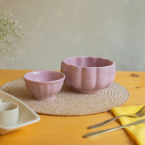 Ceramic Peach Scalloped serving bowl