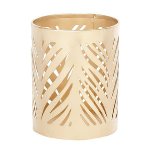 Golden candle holder with jaali detailing