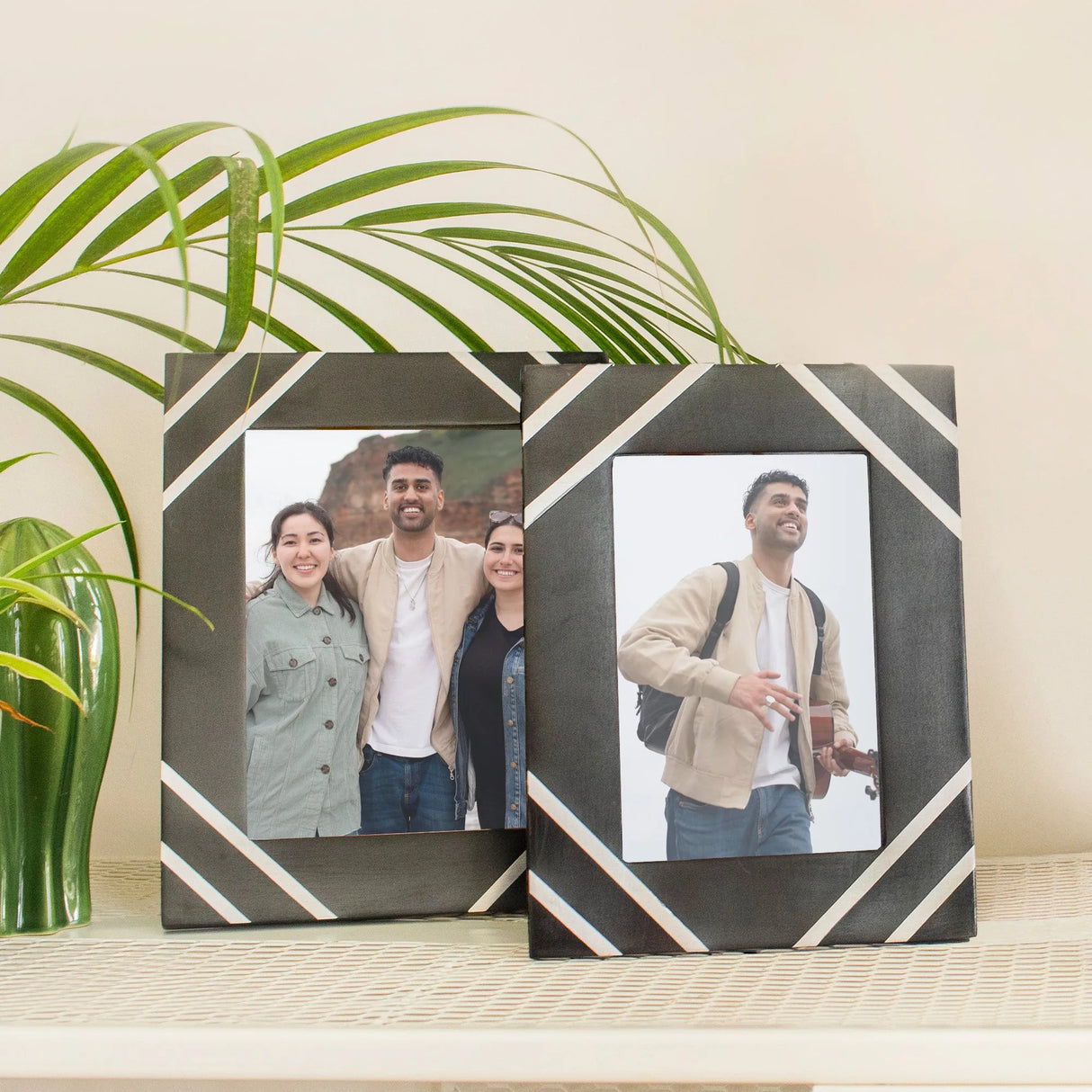 Striped Inlay Photo Frame | Set of 2