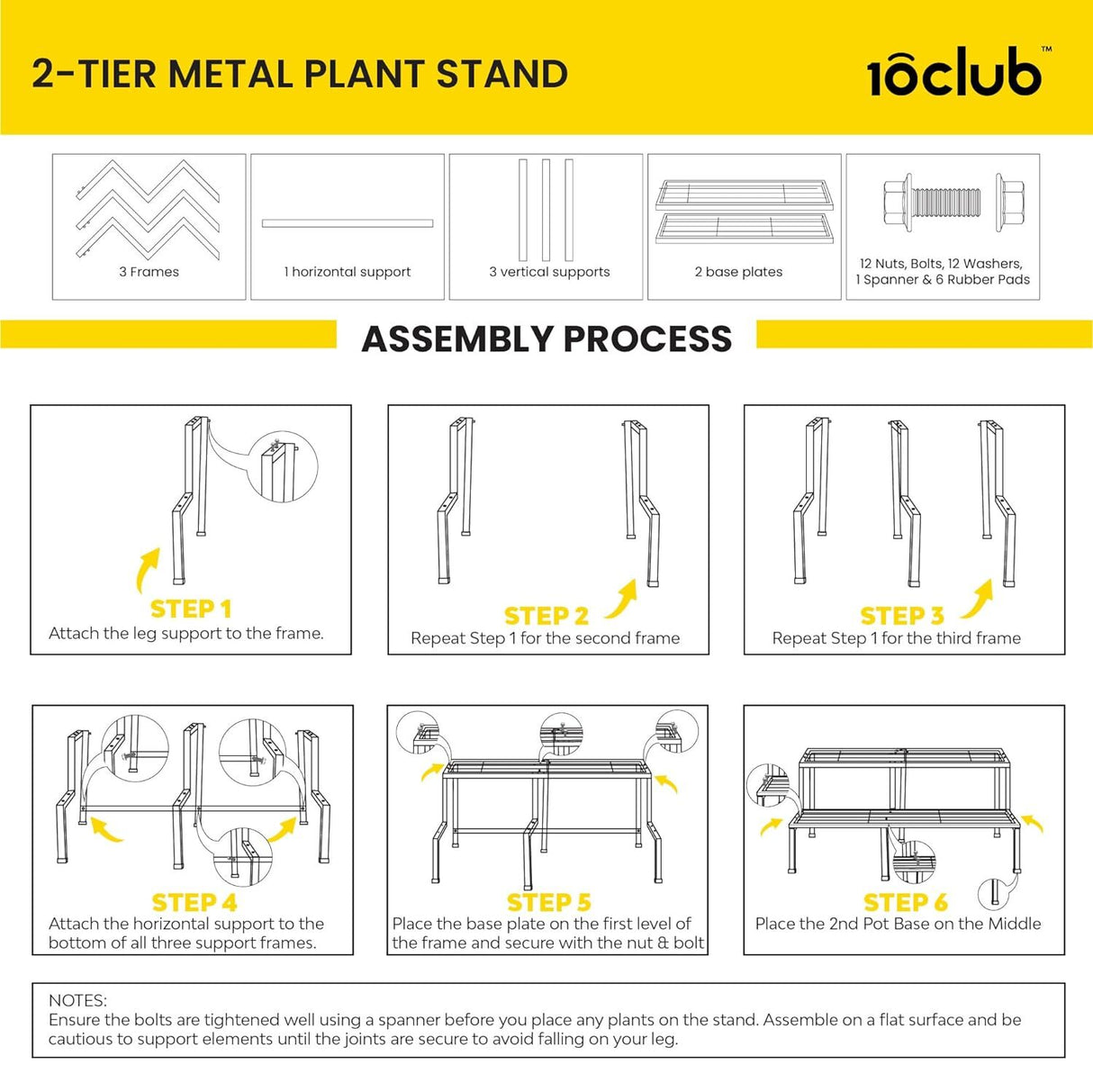 Assembly process of metal plant stand