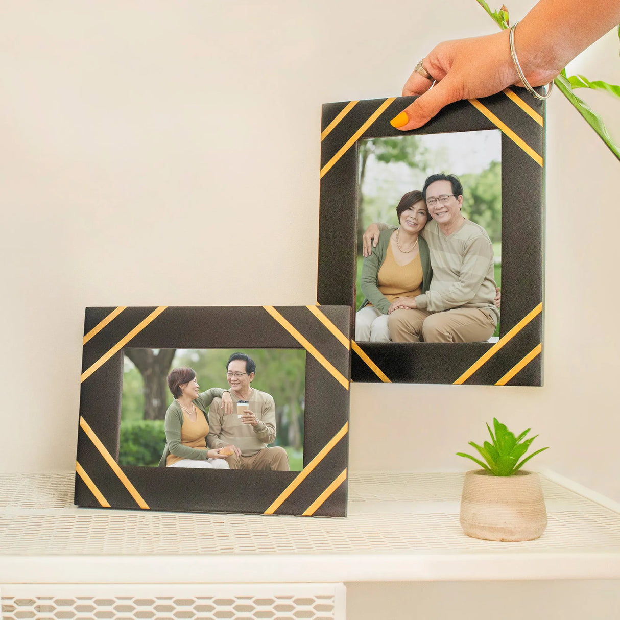 Striped Inlay Photo Frame | Set of 2