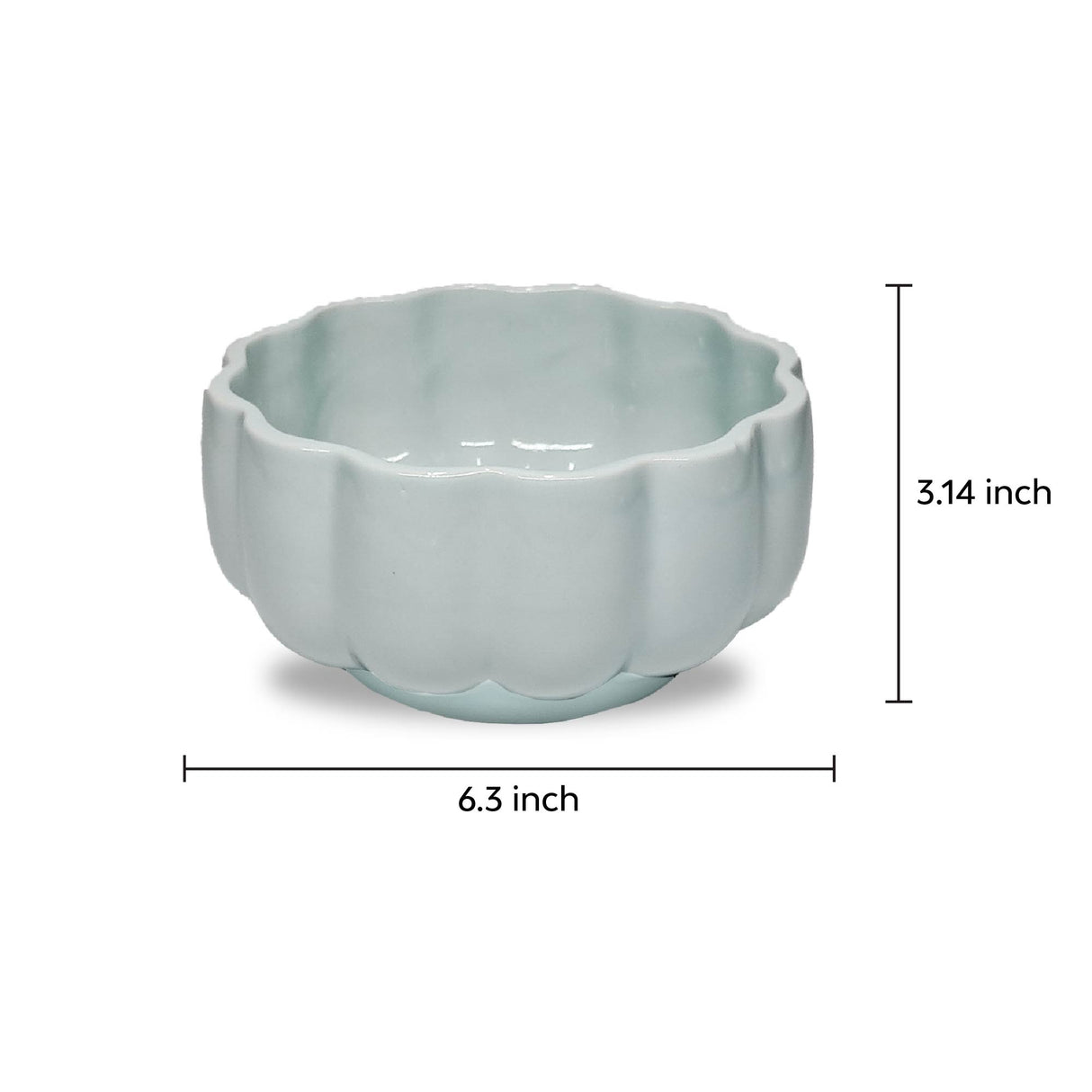 Dishwasher safe Marine blue scalloped serving bowl 