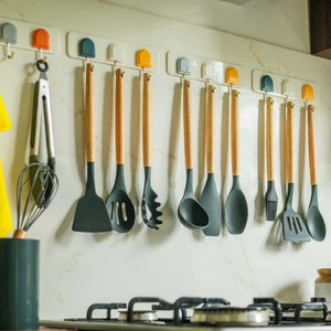 Spatula set hanging in kitchen