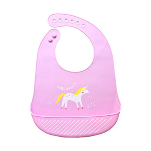 baby pink silicone bib with food catcher