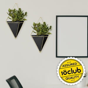 Black and gold wall hanging planters