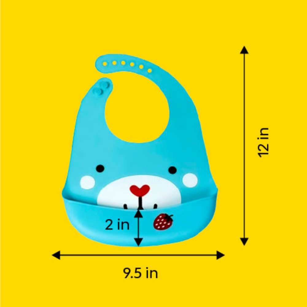 blue cute baby bib with pocket 