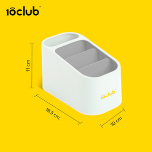 Sectional toothbrush holder with non-slip base.