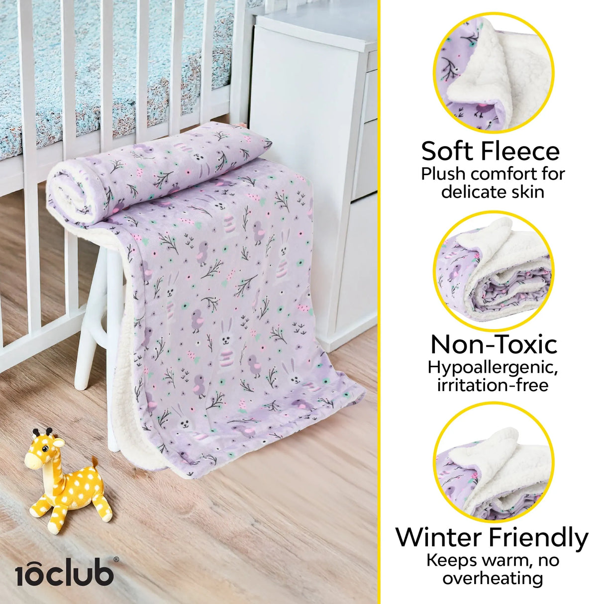 Reversible Printed Fleece Baby Blanket