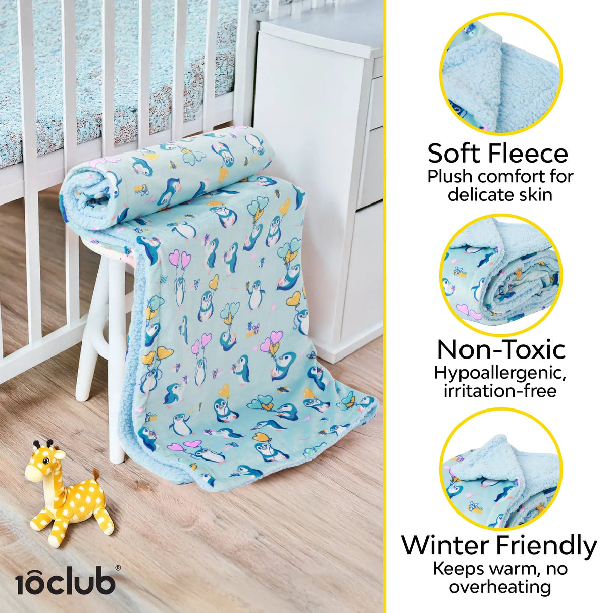 Reversible Printed Fleece Baby Blanket