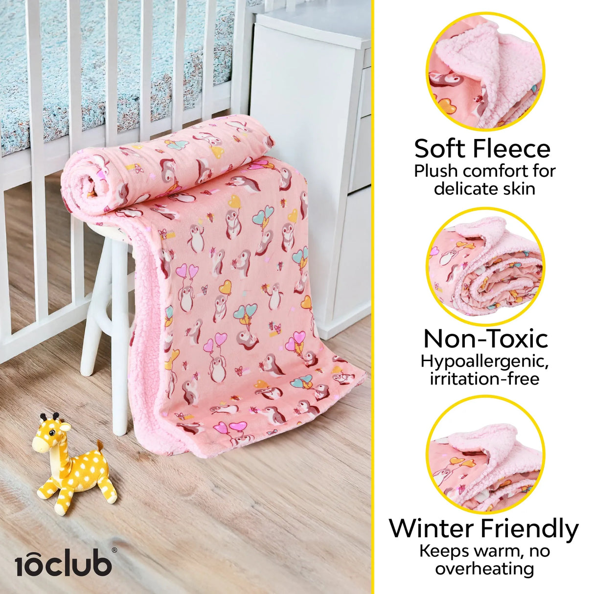 Reversible Printed Fleece Baby Blanket