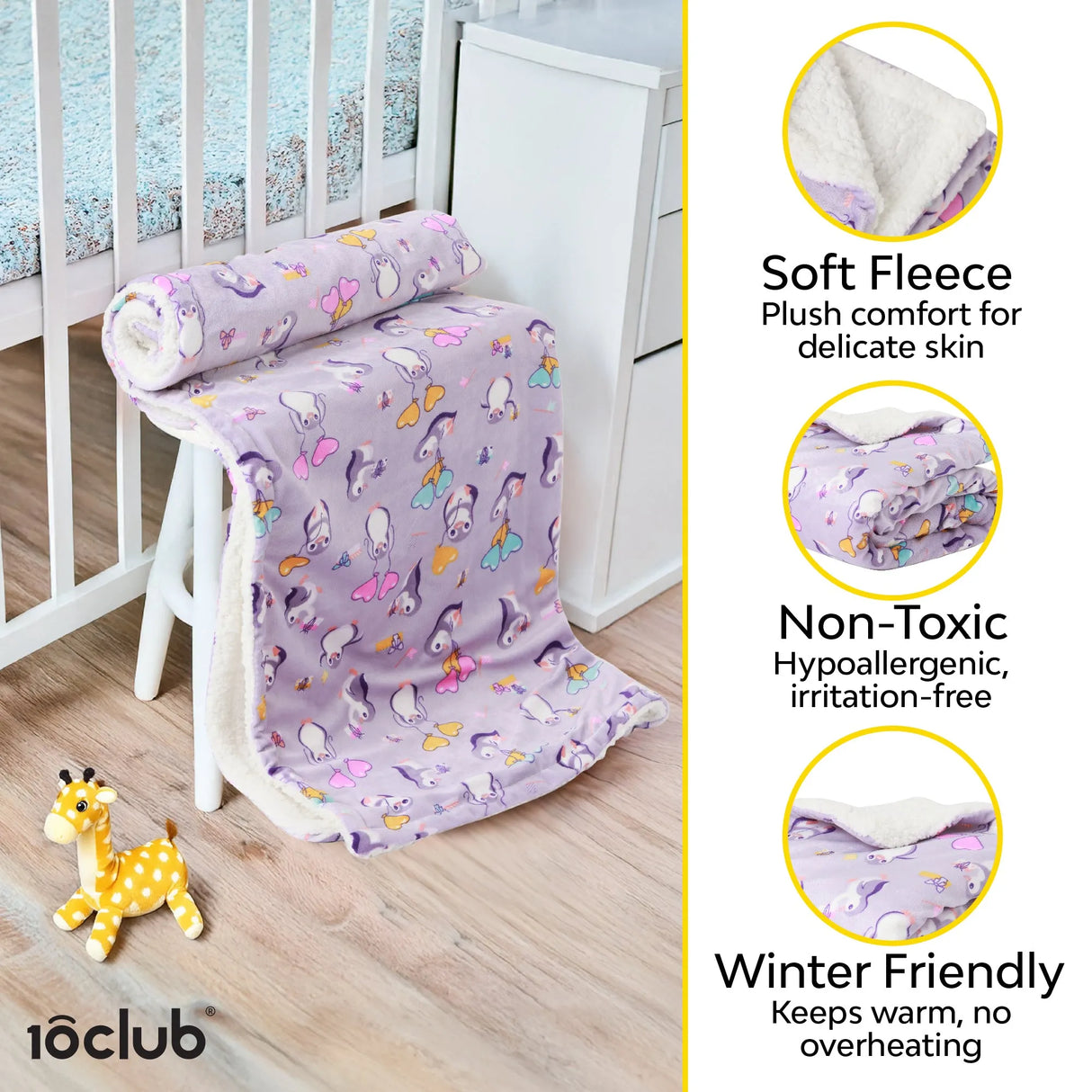 Reversible Printed Fleece Baby Blanket