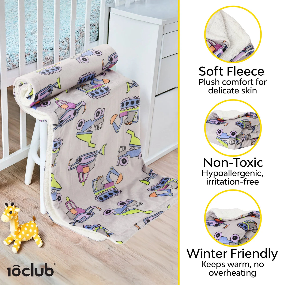 Reversible Printed Fleece Baby Blanket