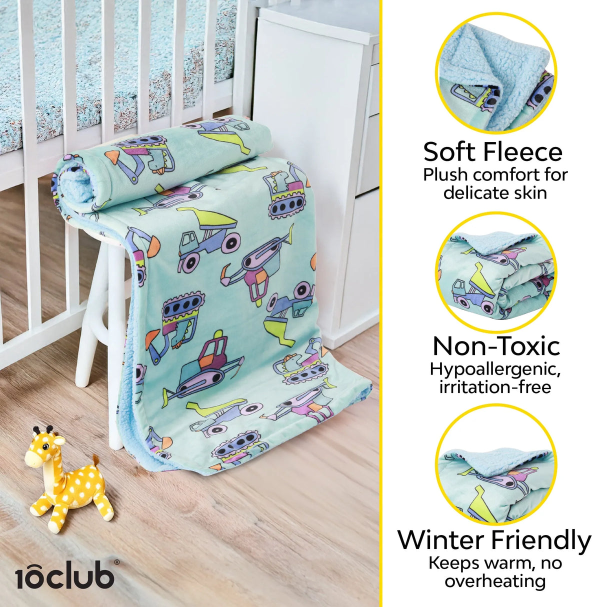 Reversible Printed Fleece Baby Blanket