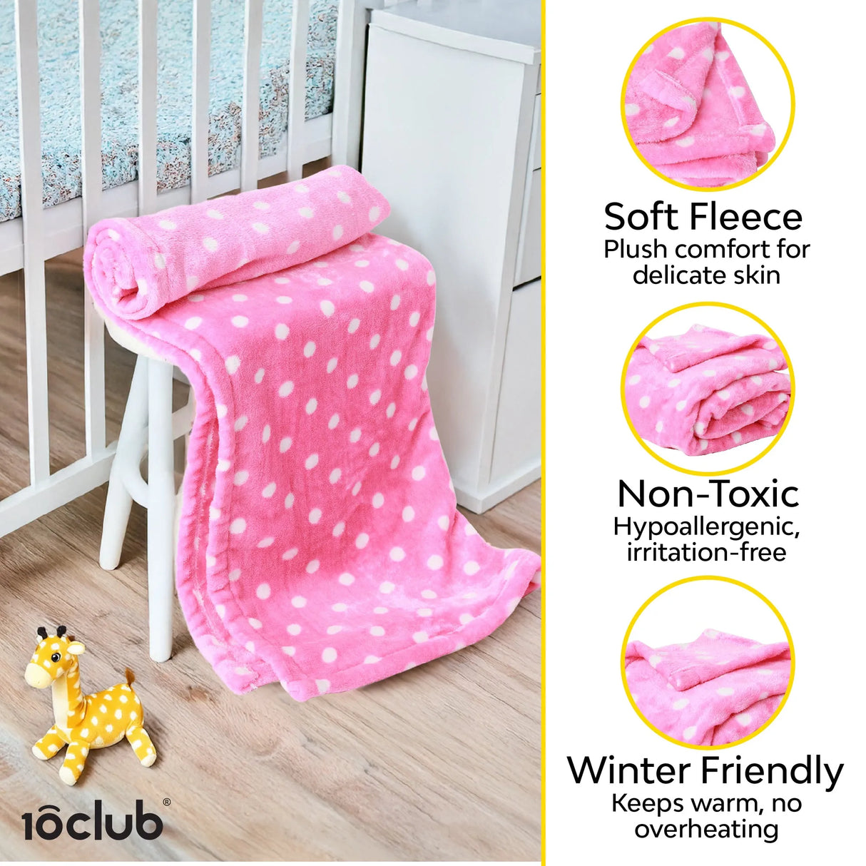 Polka Dot Fleece Baby Blanket