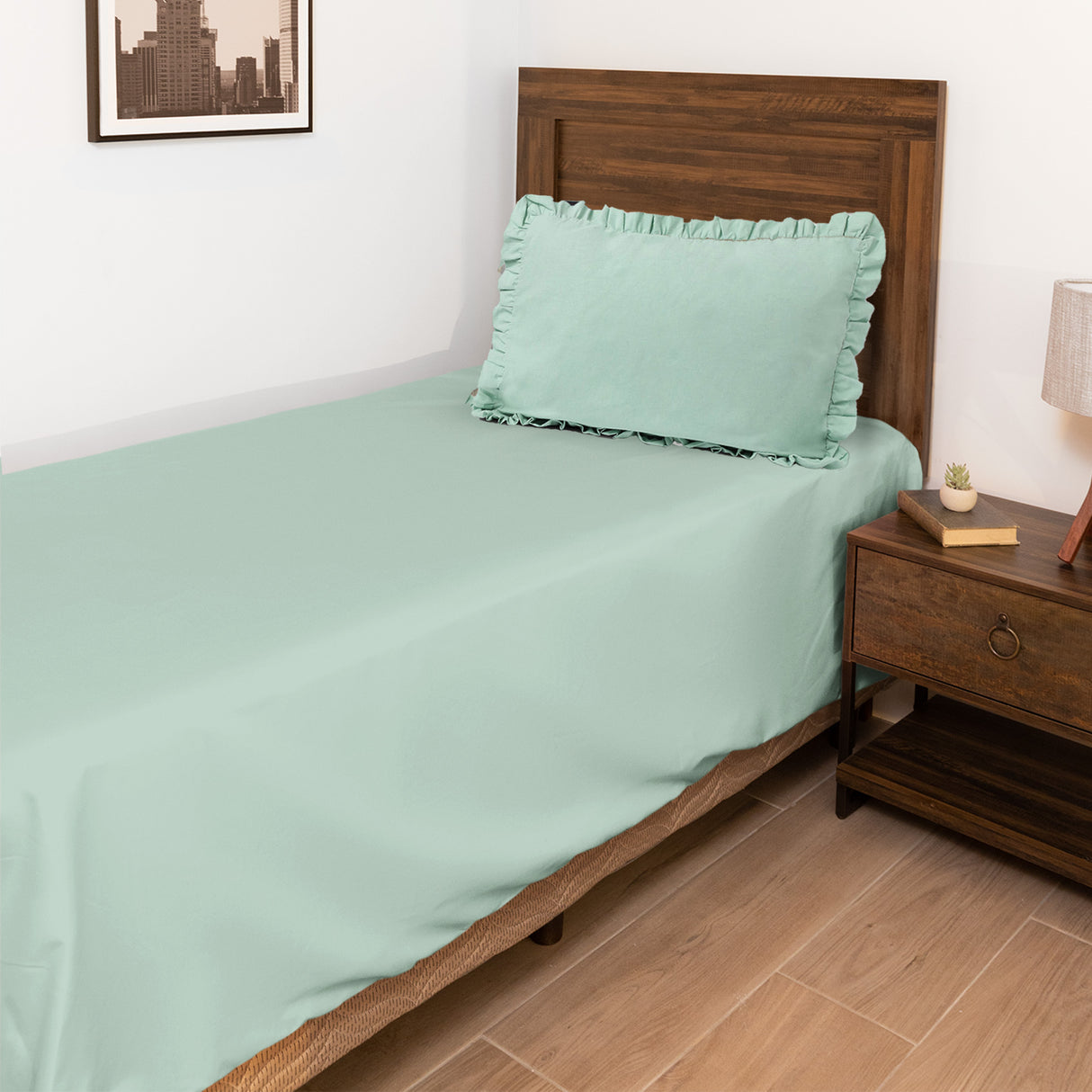 Green colour solid bedsheet