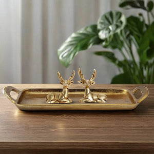 Lucky Antlers |  Small Metal Tray and Brass Deer