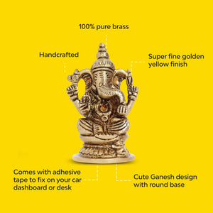 Shakti Ganesha Brass Idol |  Pure Brass | Antique Finish