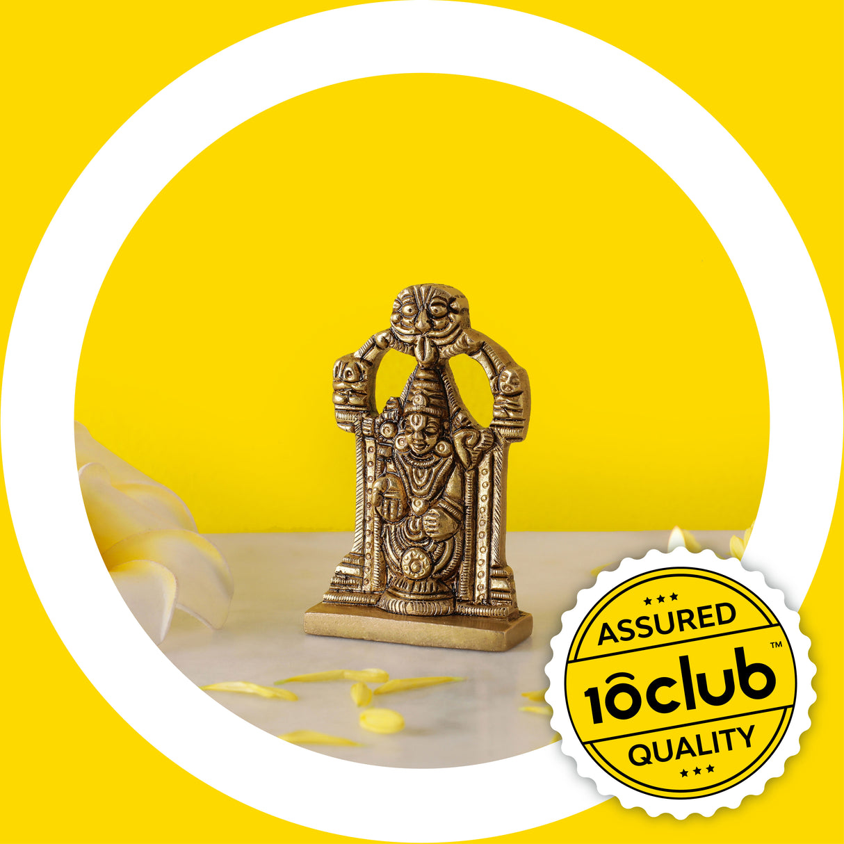Gold Venkateshwara Balaji Idol  100% Pure Brass  Antique Finish