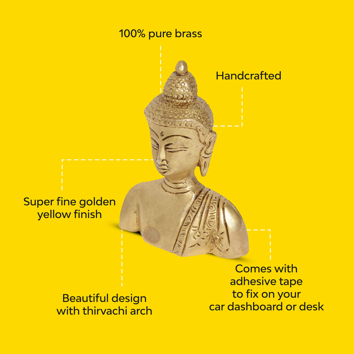 Made in India Buddha Showpiece 100% Pure Brass Antique Finish 