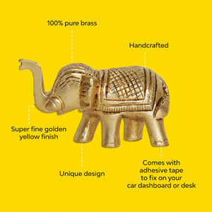 Brass Elephant | Set of 2 | 100% Pure Brass | Yellow Antique Finish