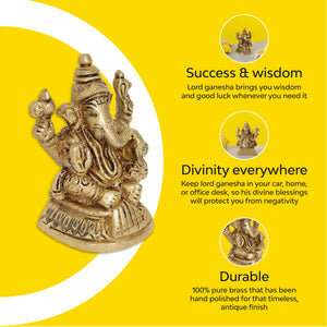 Kshipra Ganapati Brass Idol | Pure Brass | Antique Finish