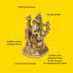 Kshipra Ganapati Brass Idol | Pure Brass | Antique Finish