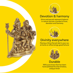 Durable Shiva Parvati Brass Idol  100% Pure Brass  Antique Finish
