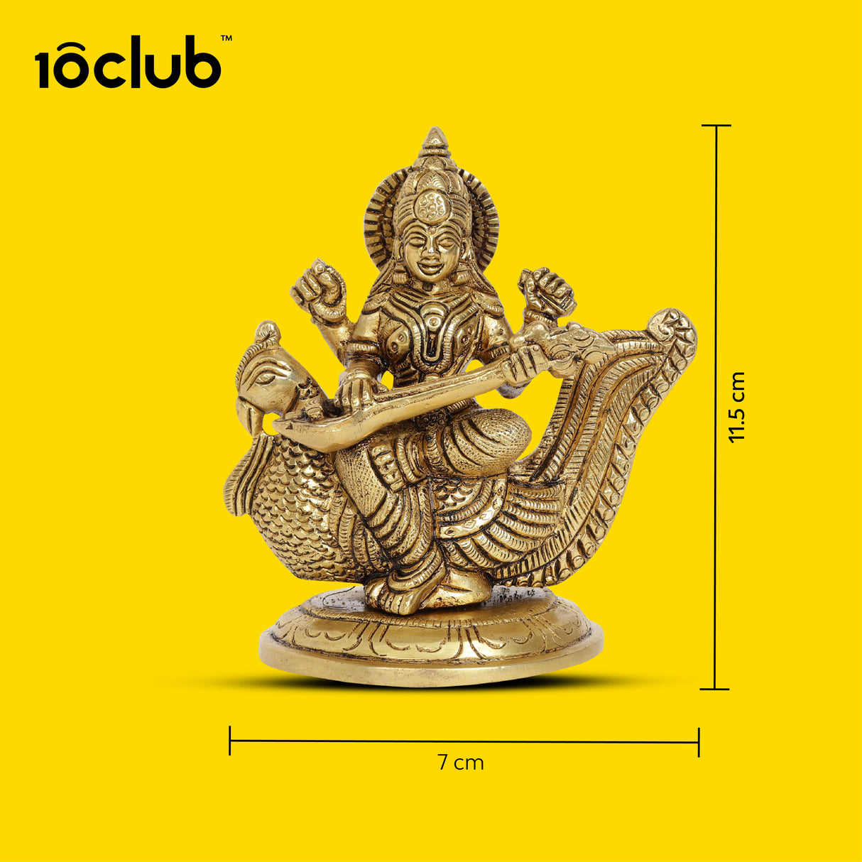 Size of a brass Ma Saraswati idol