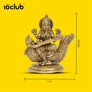 Size of a brass Ma Saraswati idol