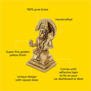 Veera Hanuman Brass Idol  100% Pure Brass  Antique Finish for car