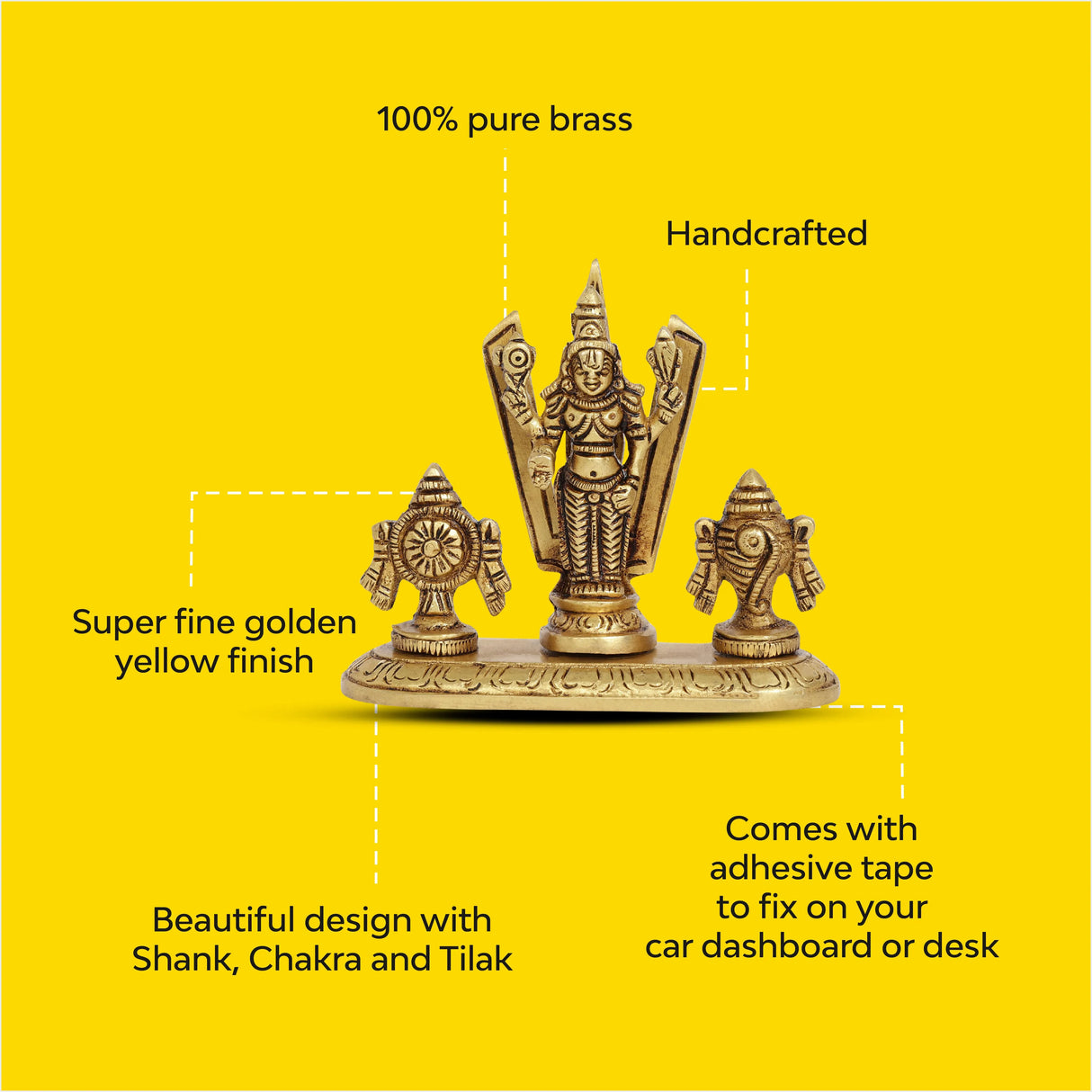 Shankh Chakra Balaji Idol | 100% Pure Brass | Antique Finish