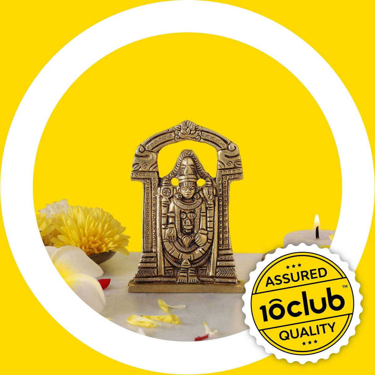 Gold Tirupati Balaji Brass Idol  100% Pure Brass  Antique Finish