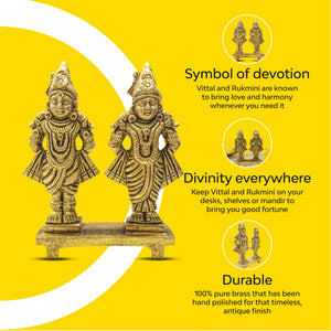 Vitthal Rukmini Idol | 100% Pure Brass | Antique Finish