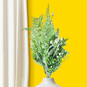 White mixed artificial greens for home decor