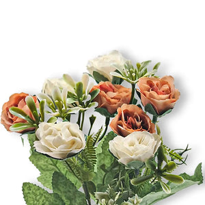 Rose and Fern Artificial Flowers