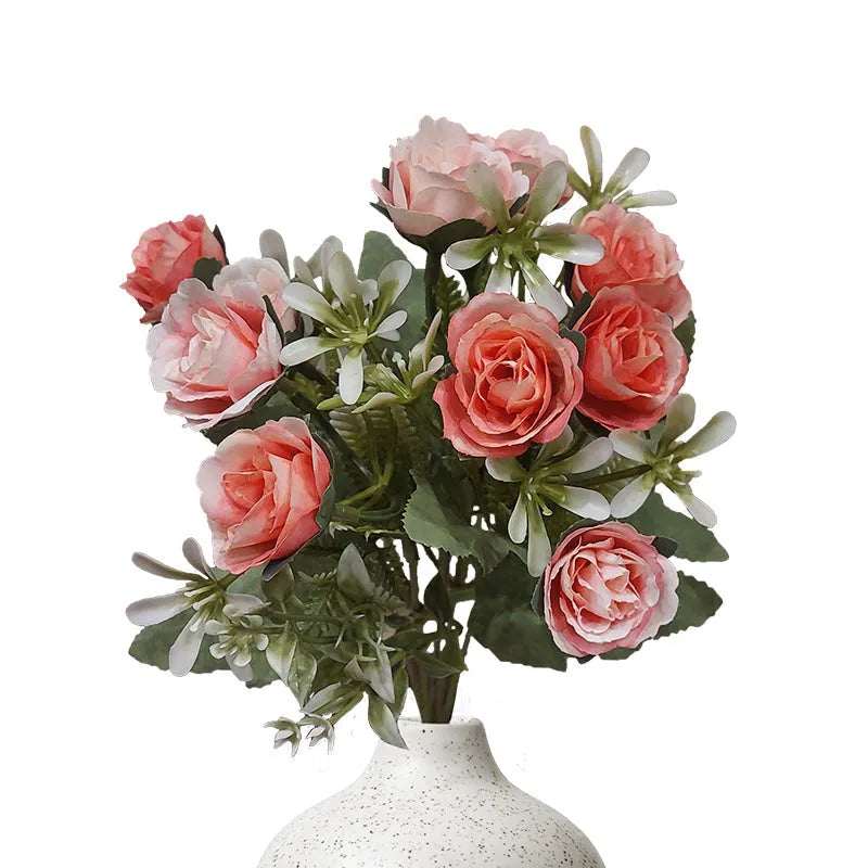 Rose and Fern Artificial Flowers