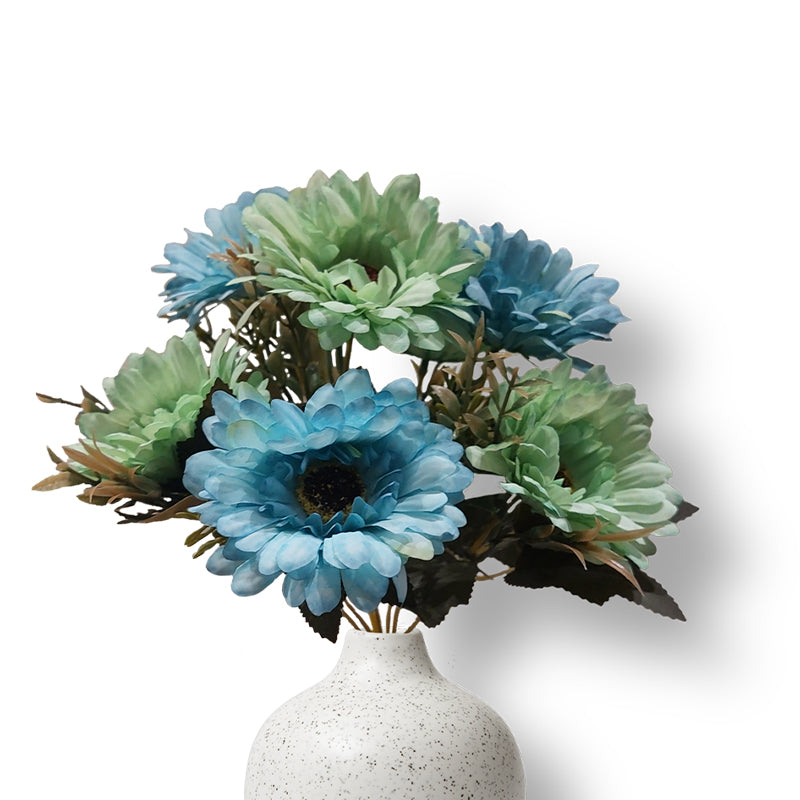 Blue-green gerbera artificial flowers 