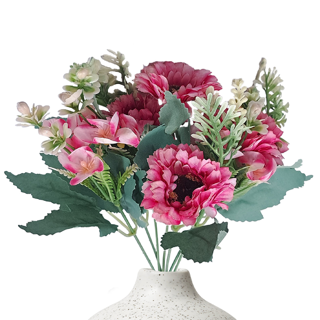 Pink gerberas and fern artificial flowers