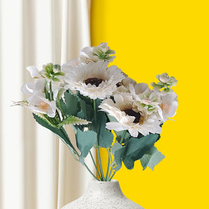 Durable white gerberas and fern artificial flowers 