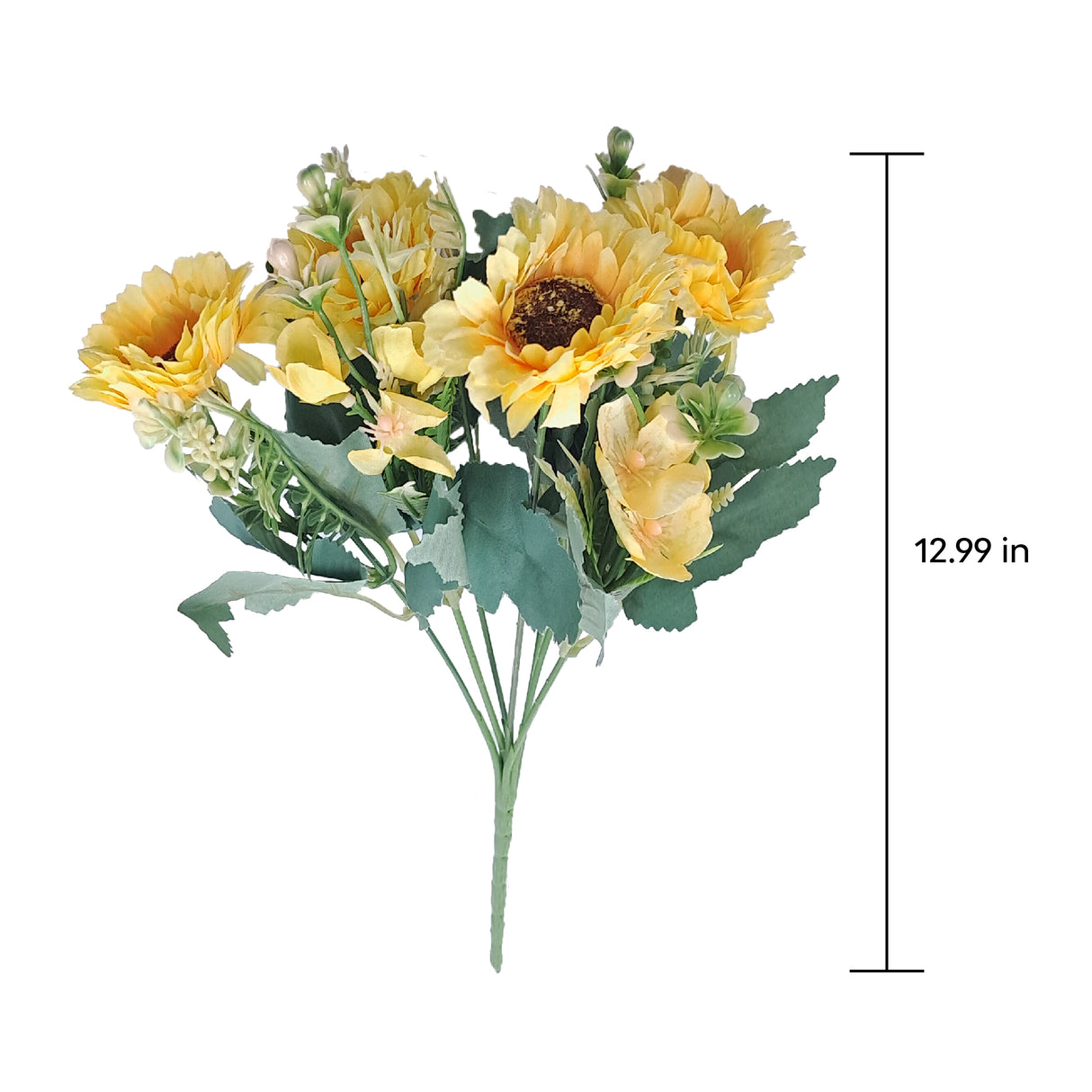 Compact yellow gereras and fern artificial flowers 